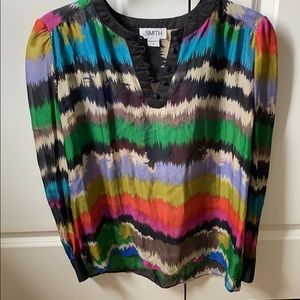 SMITH multi colored 100% silk blouse